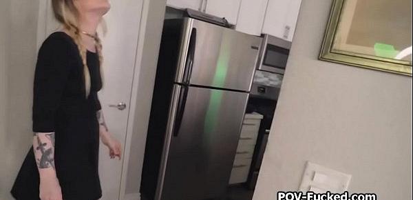  Tattooed cutie pays future rent with pussy